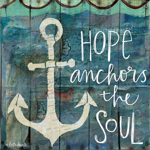 Hope Anchors the Soul Black Modern Wood Framed Art Print with Double Matting by Doucette, Katie