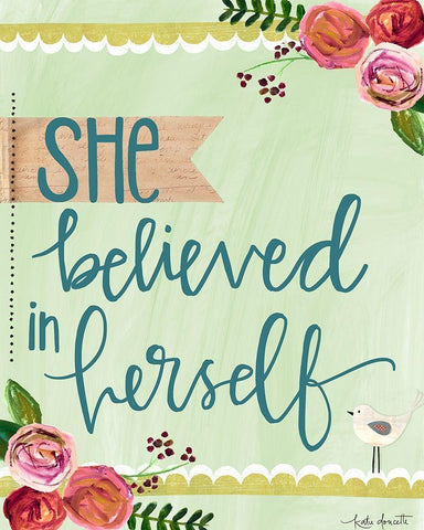 She Believed in Herself Black Ornate Wood Framed Art Print with Double Matting by Doucette, Katie