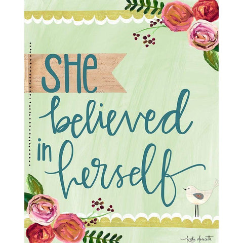 She Believed in Herself White Modern Wood Framed Art Print by Doucette, Katie