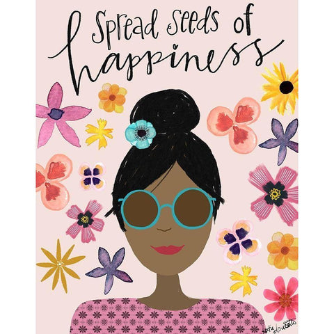 Spread Seeds of Happiness Black Modern Wood Framed Art Print with Double Matting by Doucette, Katie