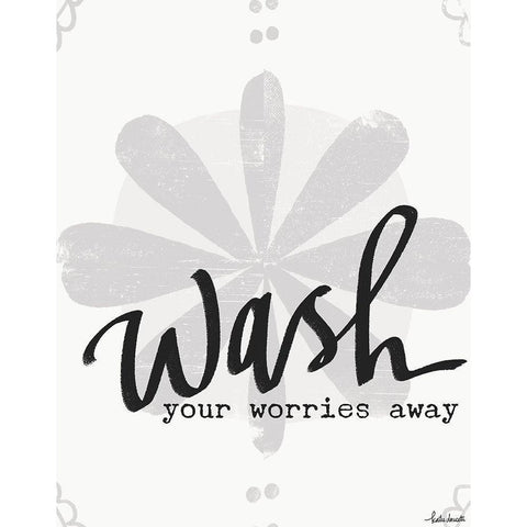 Wash Your Worries White Modern Wood Framed Art Print by Doucette, Katie