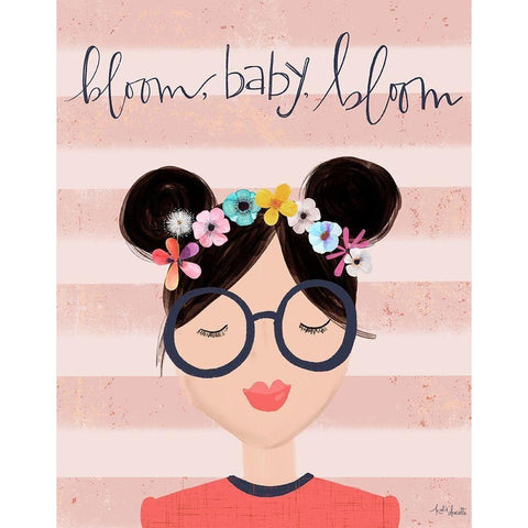 Bloom Baby Bloom Black Modern Wood Framed Art Print with Double Matting by Doucette, Katie