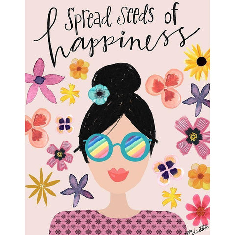 Seeds of Happiness Black Modern Wood Framed Art Print with Double Matting by Doucette, Katie