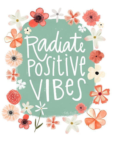 Radiate Positive Vibes Black Ornate Wood Framed Art Print with Double Matting by Doucette, Katie