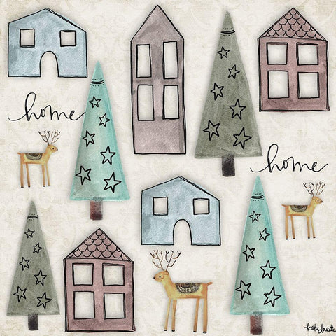 Holiday Houses White Modern Wood Framed Art Print by Doucette, Katie