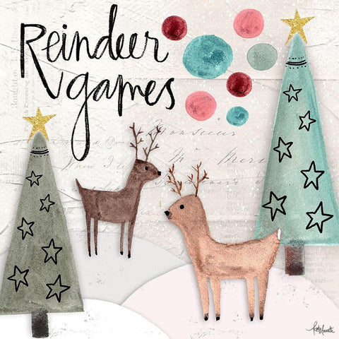 Reindeer Games White Modern Wood Framed Art Print by Doucette, Katie