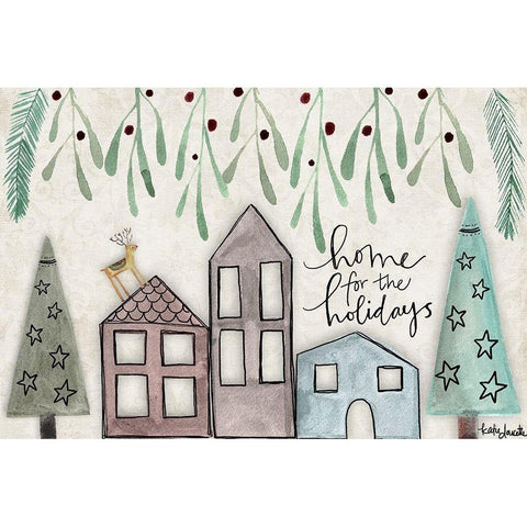 Home for the Holidays Gold Ornate Wood Framed Art Print with Double Matting by Doucette, Katie