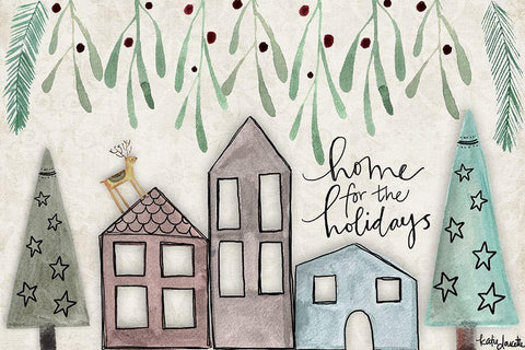 Home for the Holidays White Modern Wood Framed Art Print with Double Matting by Doucette, Katie