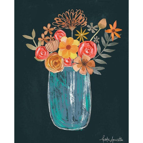 Floral Bouquet Black Modern Wood Framed Art Print with Double Matting by Doucette, Katie