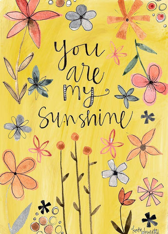 You Are My Sunshine White Modern Wood Framed Art Print with Double Matting by Doucette, Katie