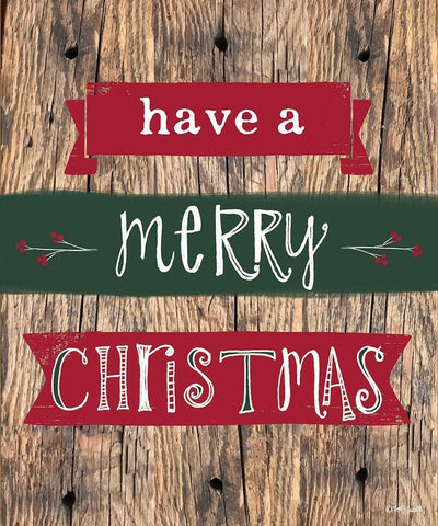 Merry Christmas White Modern Wood Framed Art Print with Double Matting by Doucette, Katie