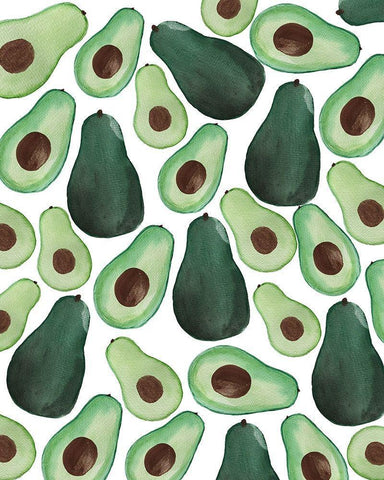 Avocado Pattern Black Ornate Wood Framed Art Print with Double Matting by Doucette, Katie