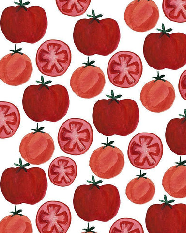 Tomato Pattern White Modern Wood Framed Art Print with Double Matting by Doucette, Katie