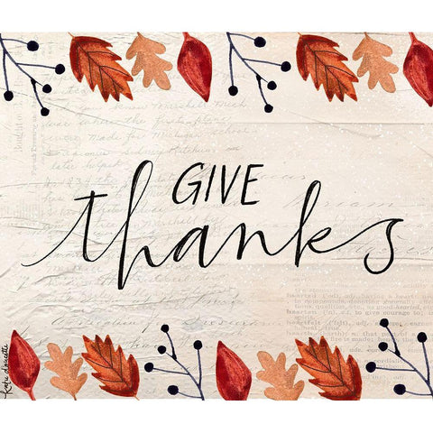 Give Thanks Black Modern Wood Framed Art Print with Double Matting by Doucette, Katie