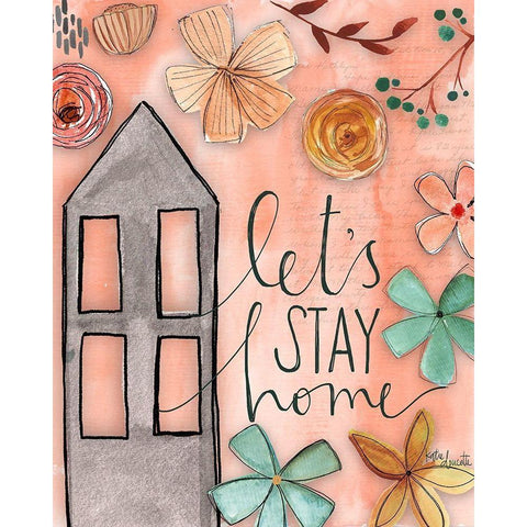 Lets Stay Home Black Modern Wood Framed Art Print with Double Matting by Doucette, Katie