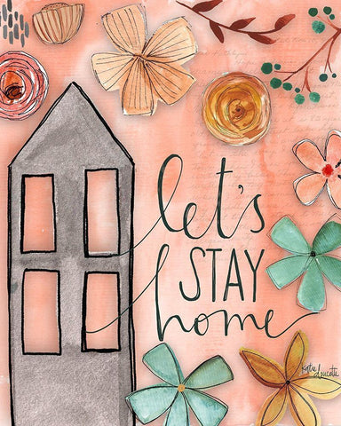 Lets Stay Home White Modern Wood Framed Art Print with Double Matting by Doucette, Katie