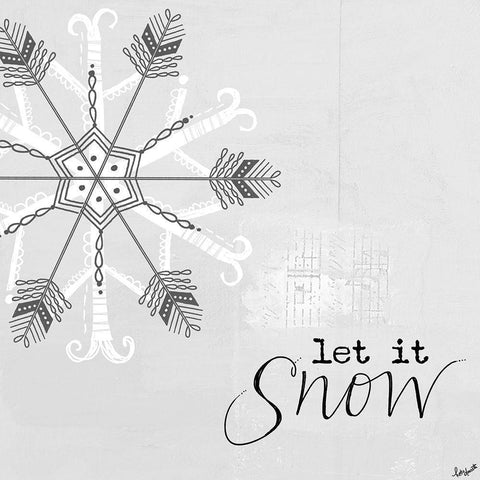 Let it Snow Black Modern Wood Framed Art Print with Double Matting by Doucette, Katie