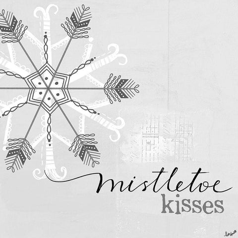 Mistletoe Kisses White Modern Wood Framed Art Print by Doucette, Katie