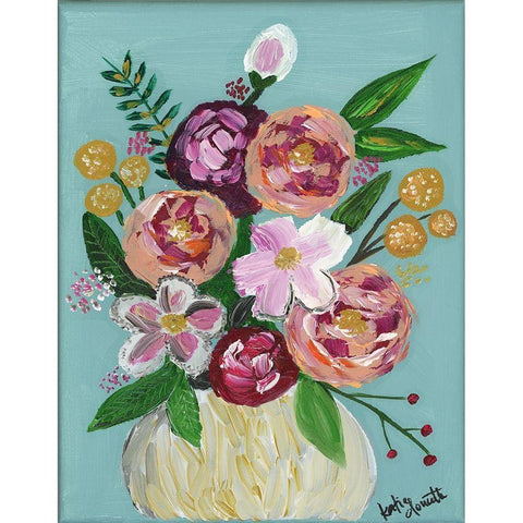 Oil Flowers on Canvas White Modern Wood Framed Art Print by Doucette, Katie