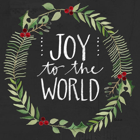 Joy to the World Wreath Gold Ornate Wood Framed Art Print with Double Matting by Doucette, Katie