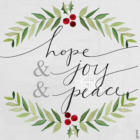 Hope and Joy and Peace White Modern Wood Framed Art Print with Double Matting by Doucette, Katie