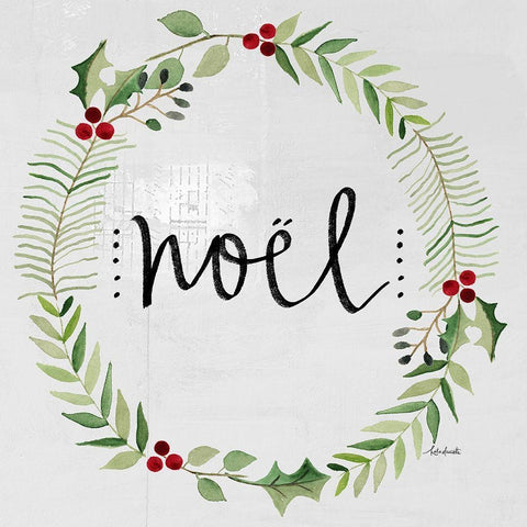 Noel Wreath White Modern Wood Framed Art Print by Doucette, Katie