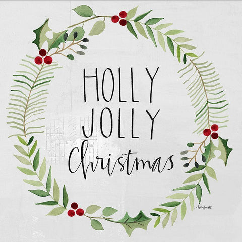 Holly Jolly Christmas Black Ornate Wood Framed Art Print with Double Matting by Doucette, Katie