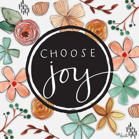 Choose Joy Black Ornate Wood Framed Art Print with Double Matting by Doucette, Katie