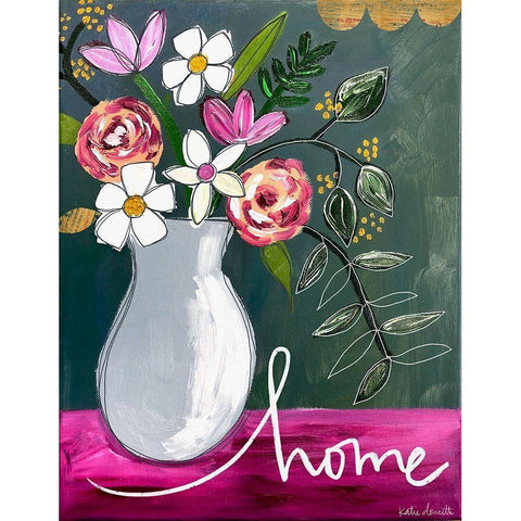 Home Bouquet White Modern Wood Framed Art Print by Doucette, Katie