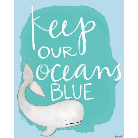 Keep Our Oceans Blue Gold Ornate Wood Framed Art Print with Double Matting by Doucette, Katie