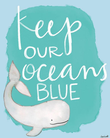 Keep Our Oceans Blue White Modern Wood Framed Art Print with Double Matting by Doucette, Katie