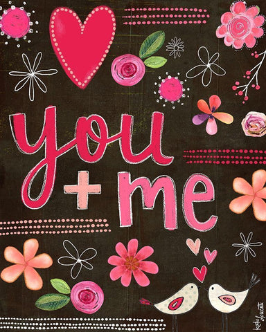 You + Me Black Ornate Wood Framed Art Print with Double Matting by Doucette, Katie