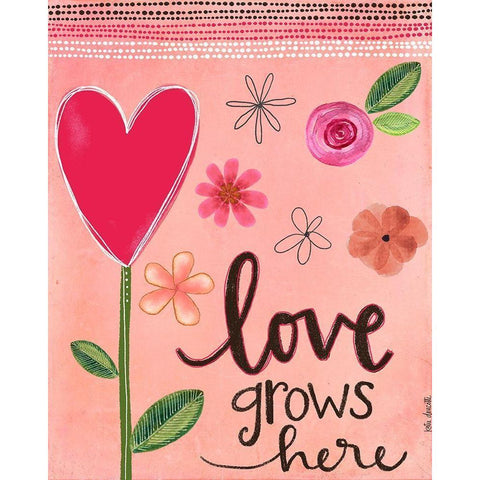 Love Grows Here White Modern Wood Framed Art Print by Doucette, Katie