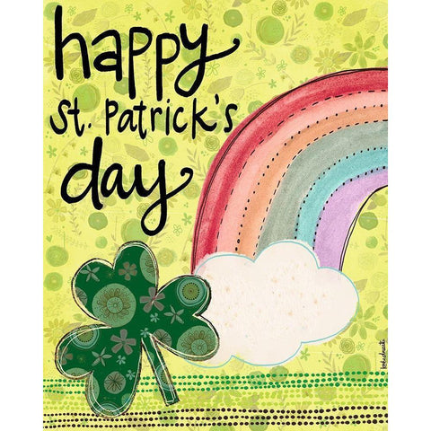 Happy St. Patricks Day White Modern Wood Framed Art Print by Doucette, Katie