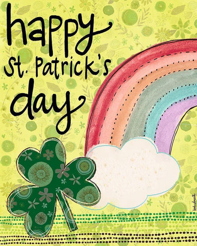 Happy St. Patricks Day White Modern Wood Framed Art Print with Double Matting by Doucette, Katie