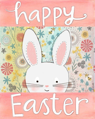 Happy Easter Bunny White Modern Wood Framed Art Print with Double Matting by Doucette, Katie