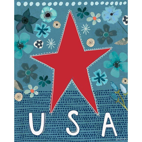 USA White Modern Wood Framed Art Print by Doucette, Katie