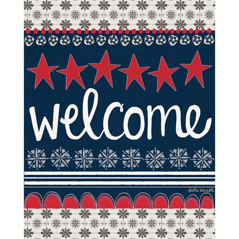 Patriotic Welcome Black Modern Wood Framed Art Print by Doucette, Katie