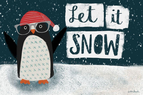 Let It Snow Black Ornate Wood Framed Art Print with Double Matting by Doucette, Katie