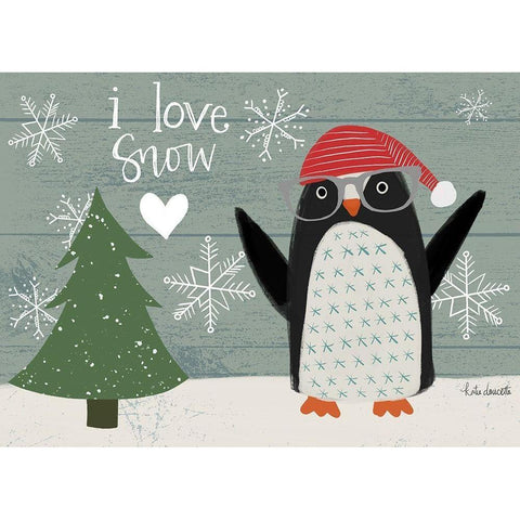 I Love Snow Black Modern Wood Framed Art Print with Double Matting by Doucette, Katie