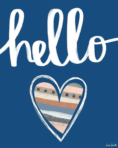 Hello Heart White Modern Wood Framed Art Print with Double Matting by Doucette, Katie