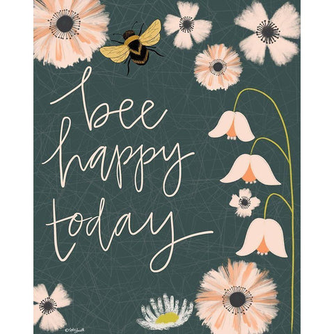 Bee Happy Today Black Modern Wood Framed Art Print with Double Matting by Doucette, Katie