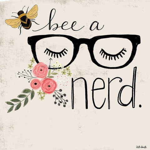 Bee a Nerd White Modern Wood Framed Art Print by Doucette, Katie