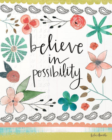 Believe in Possibility Black Ornate Wood Framed Art Print with Double Matting by Doucette, Katie