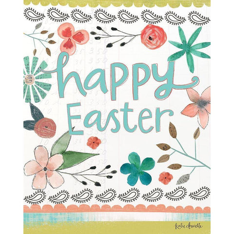 Happy Easter White Modern Wood Framed Art Print by Doucette, Katie