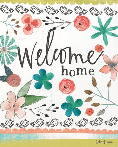 Welcome Home White Modern Wood Framed Art Print with Double Matting by Doucette, Katie