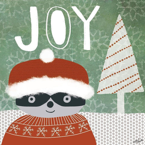 Joy Raccoon Black Modern Wood Framed Art Print by Doucette, Katie