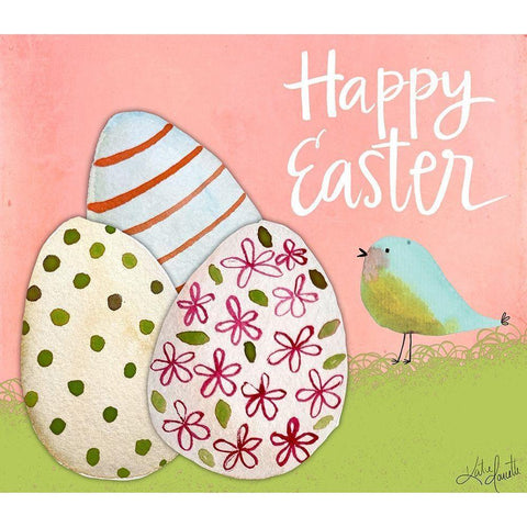 Happy Easter Eggs White Modern Wood Framed Art Print by Doucette, Katie