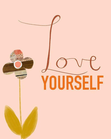 Love Yourself White Modern Wood Framed Art Print with Double Matting by Doucette, Katie