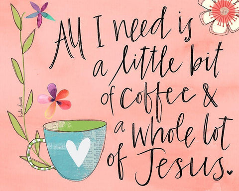 Coffee and Jesus White Modern Wood Framed Art Print with Double Matting by Doucette, Katie